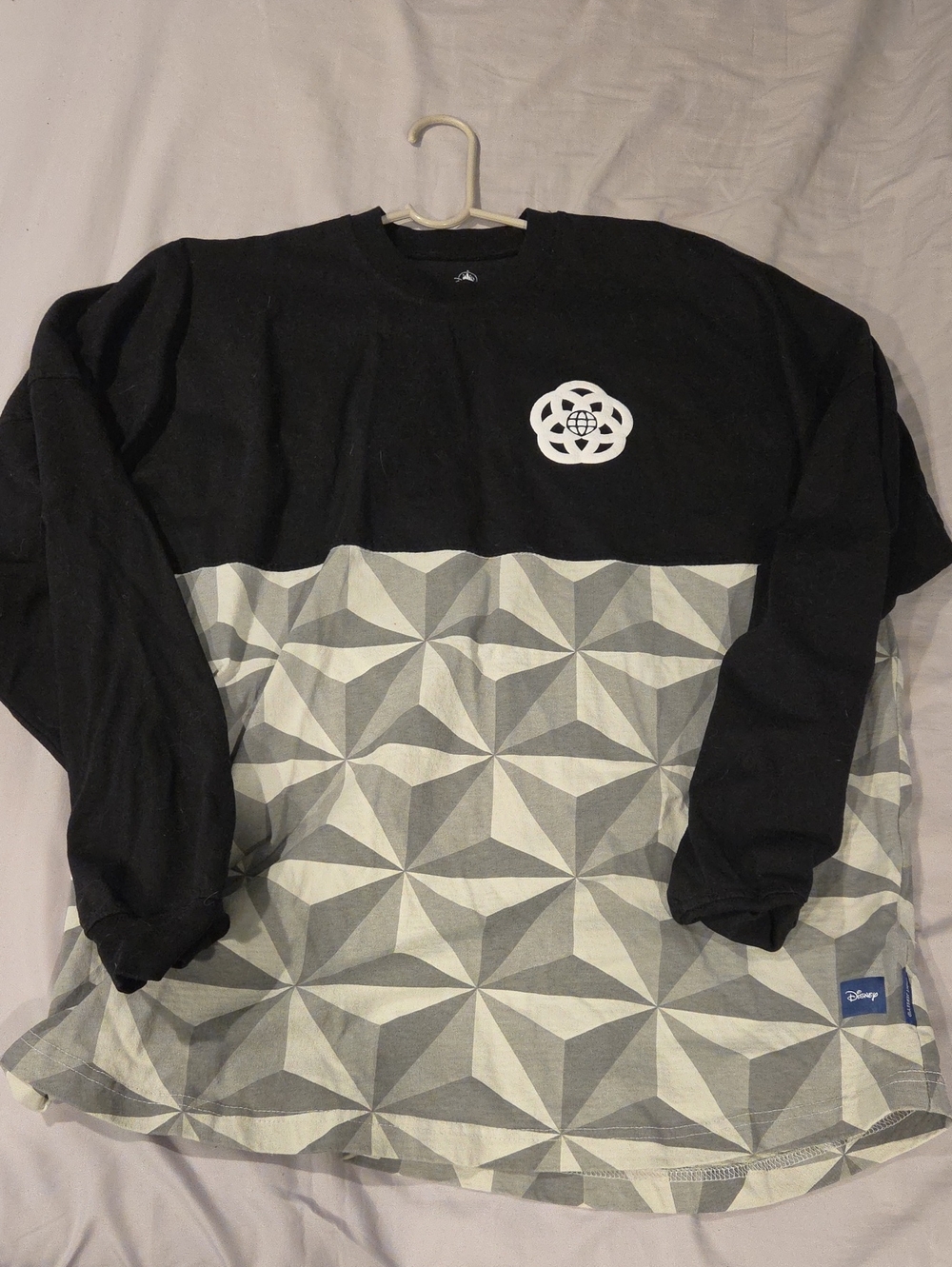 Disney Parks Epcot Spirit Jersey Black and Gray Geometric Long Sleeve Shirt